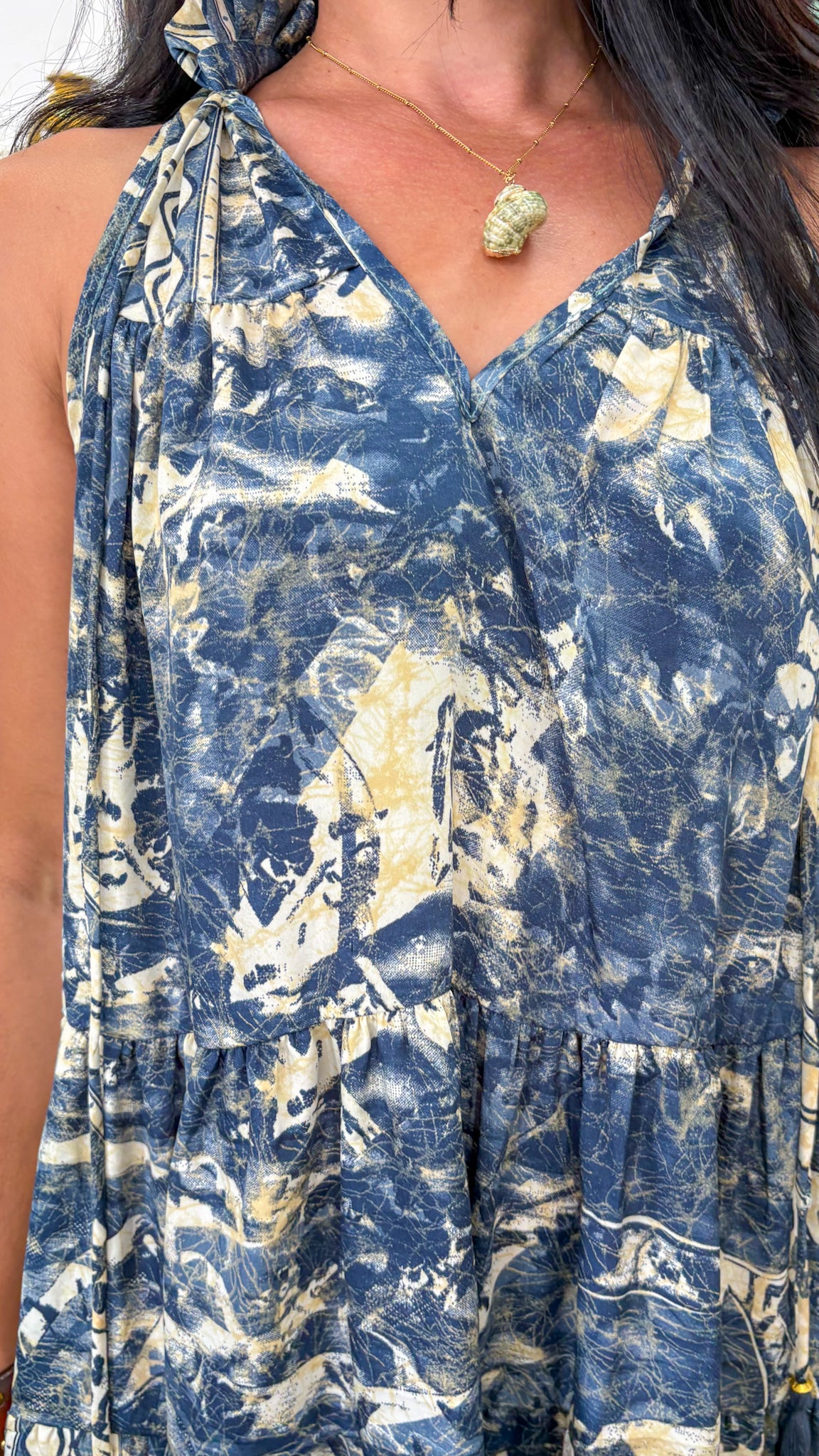 Ruffle Neck Short Dress