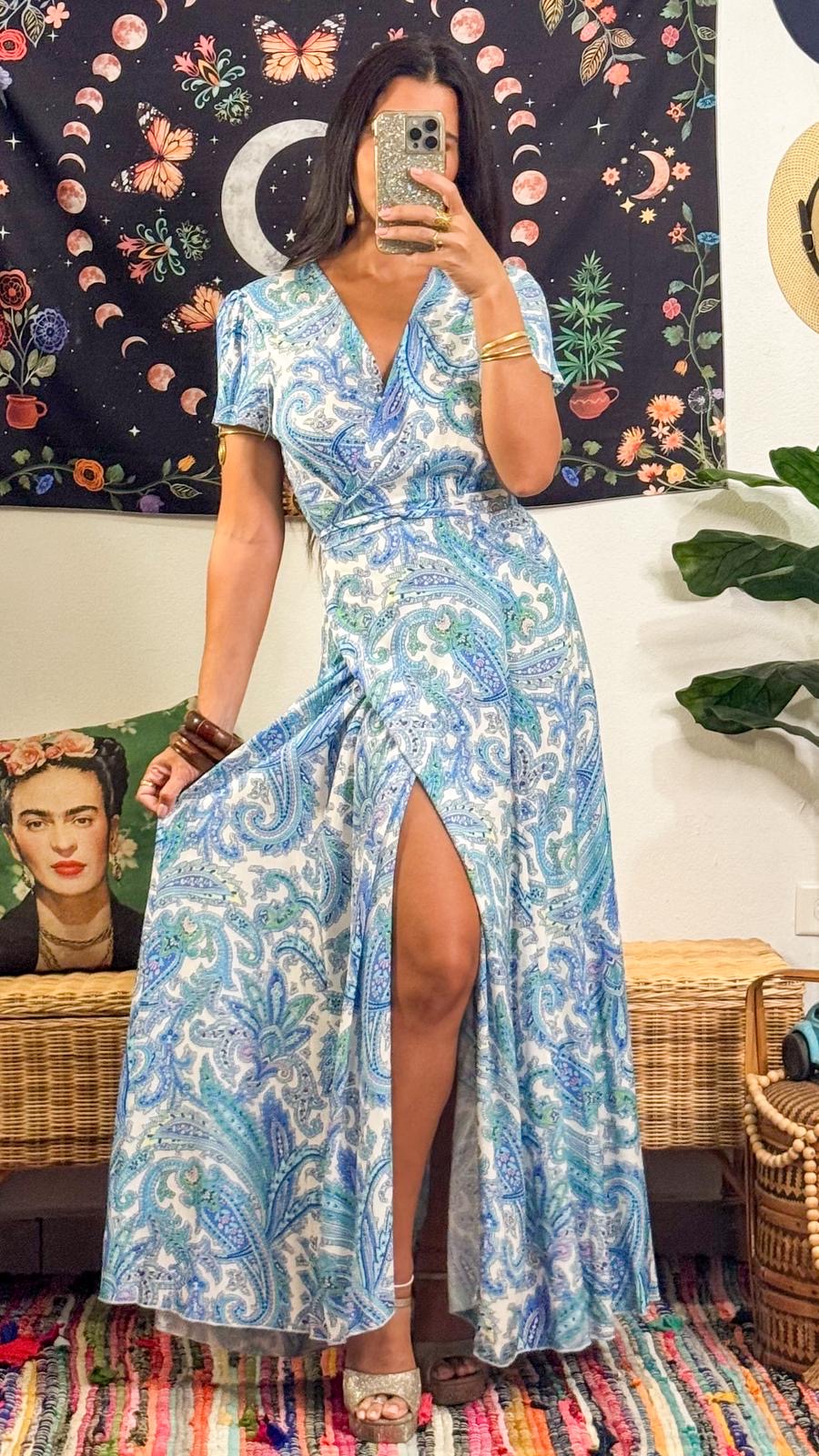 Elowen Wrap-Around Dress-Skye Blue