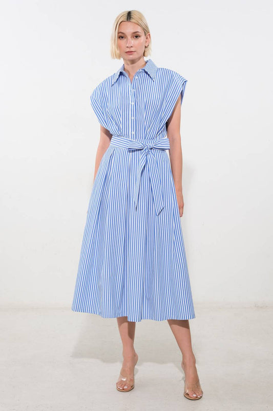 ALONG THE SHORELINE WOVEN MIDI DRESS