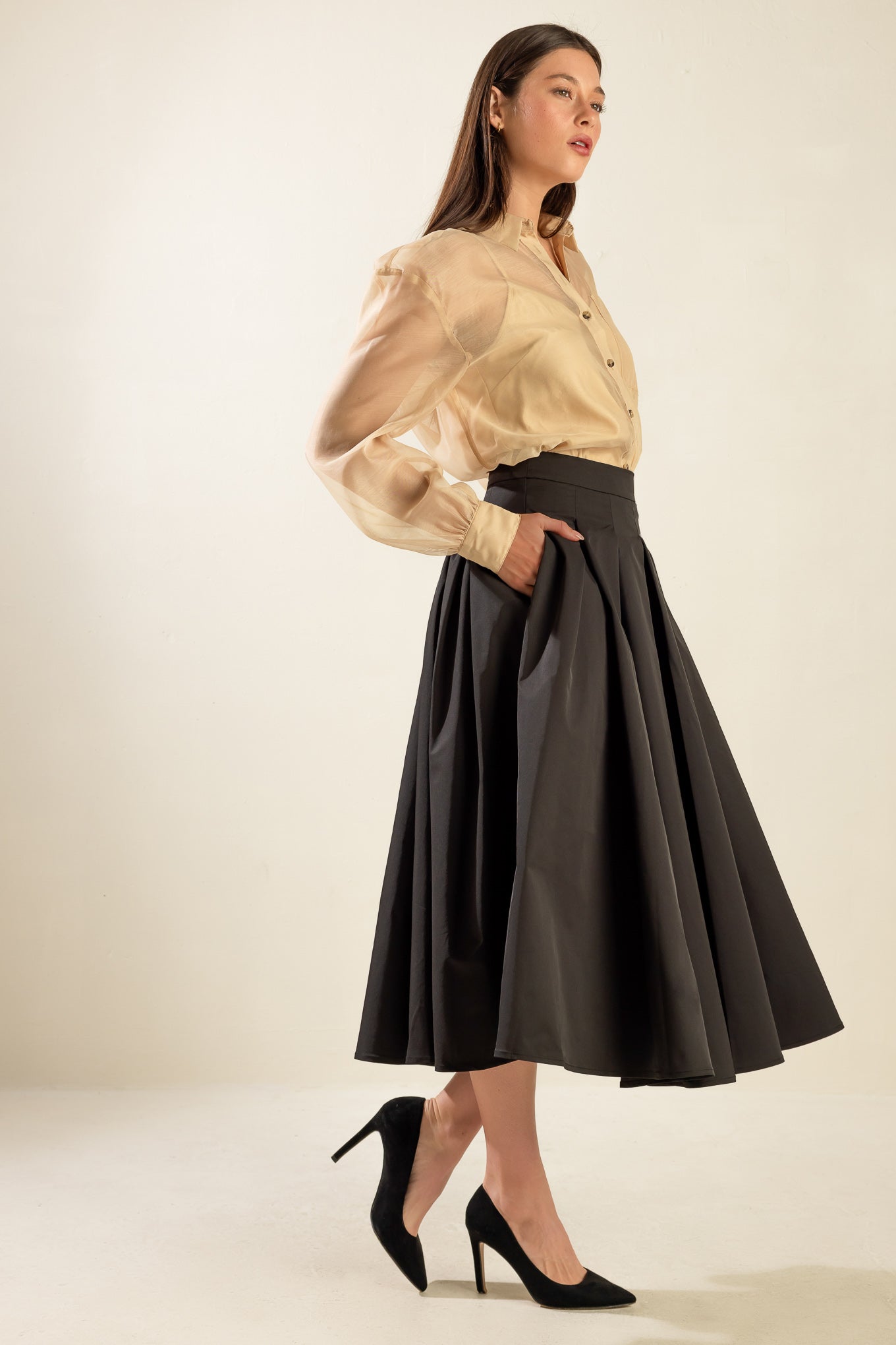 DANCE WITH DESTINY WOVEN MIDI SKIRT