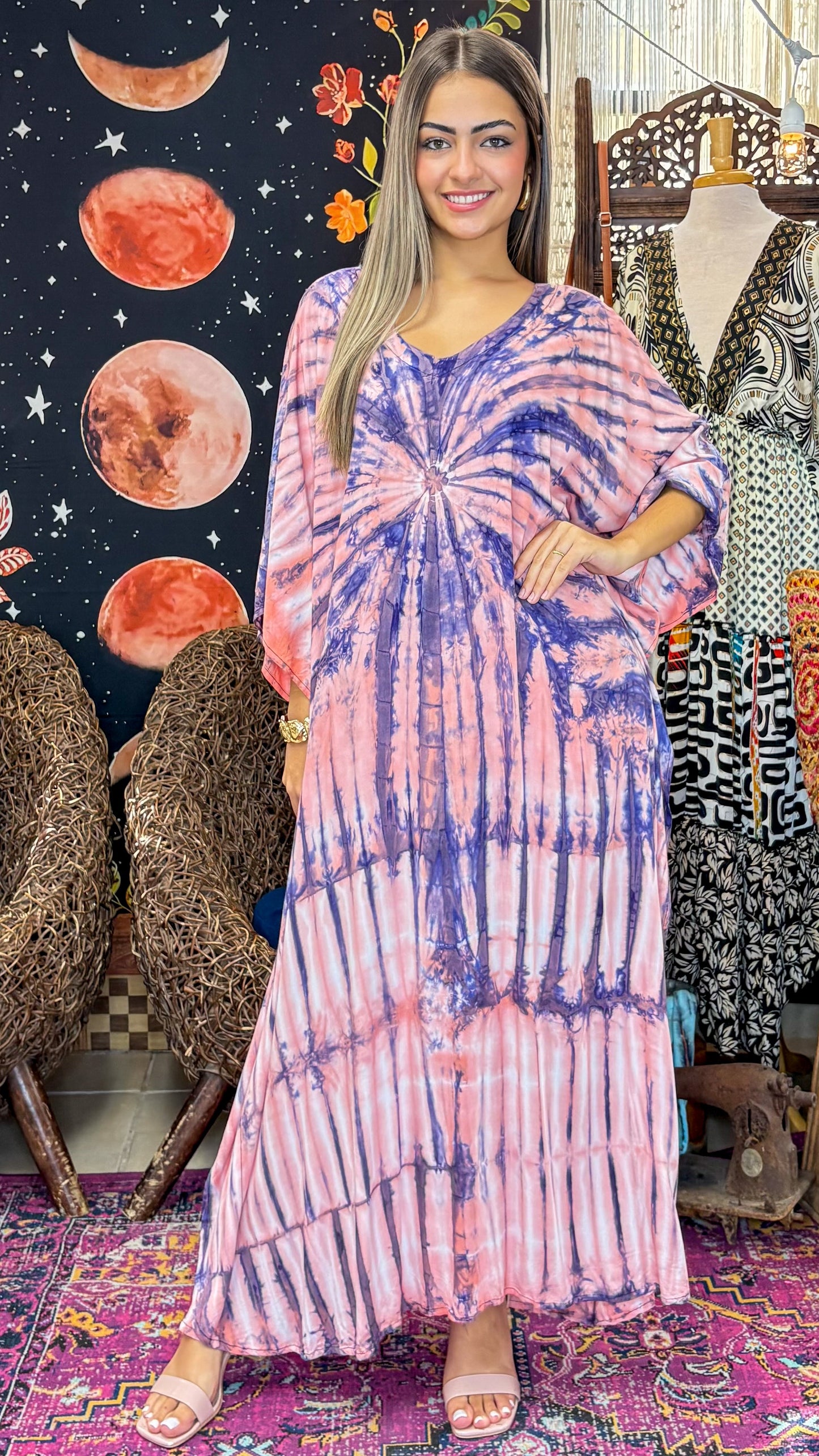 Noa Kaftan Dress-Pink