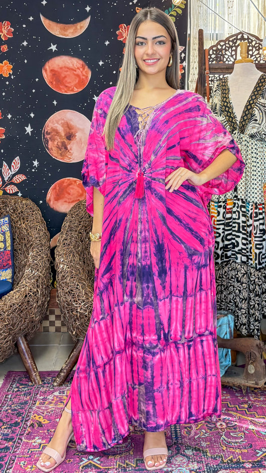 Zafiro Kaftan Dress- Pink