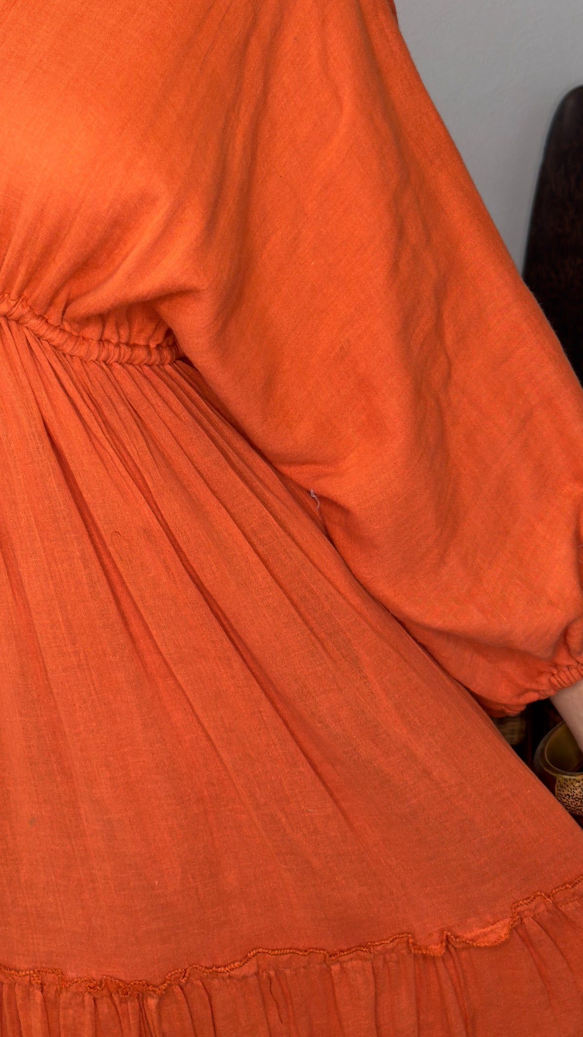 Nelly Cotton Dress- Tangerine