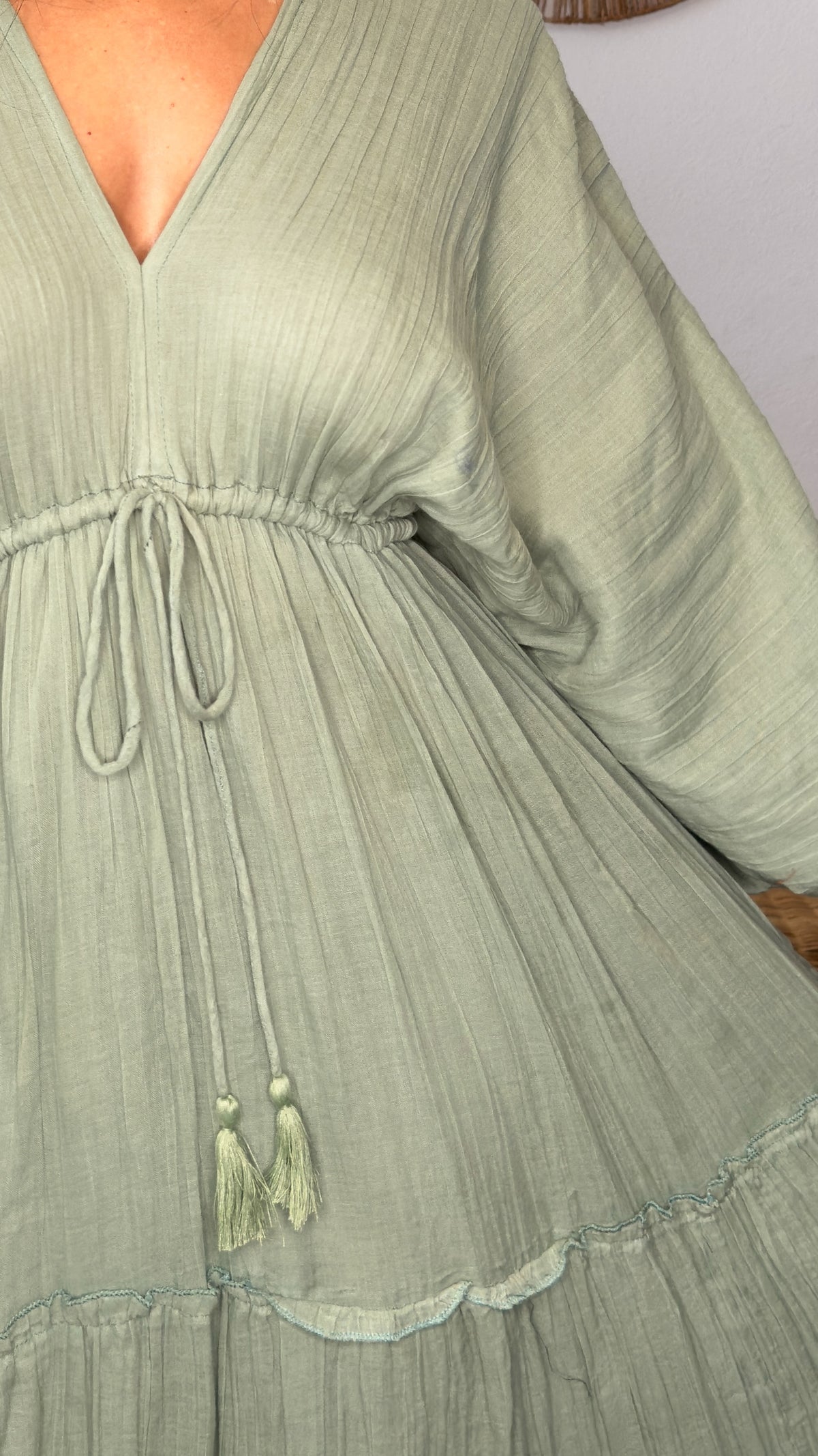 Nelly Cotton Dress- Sage