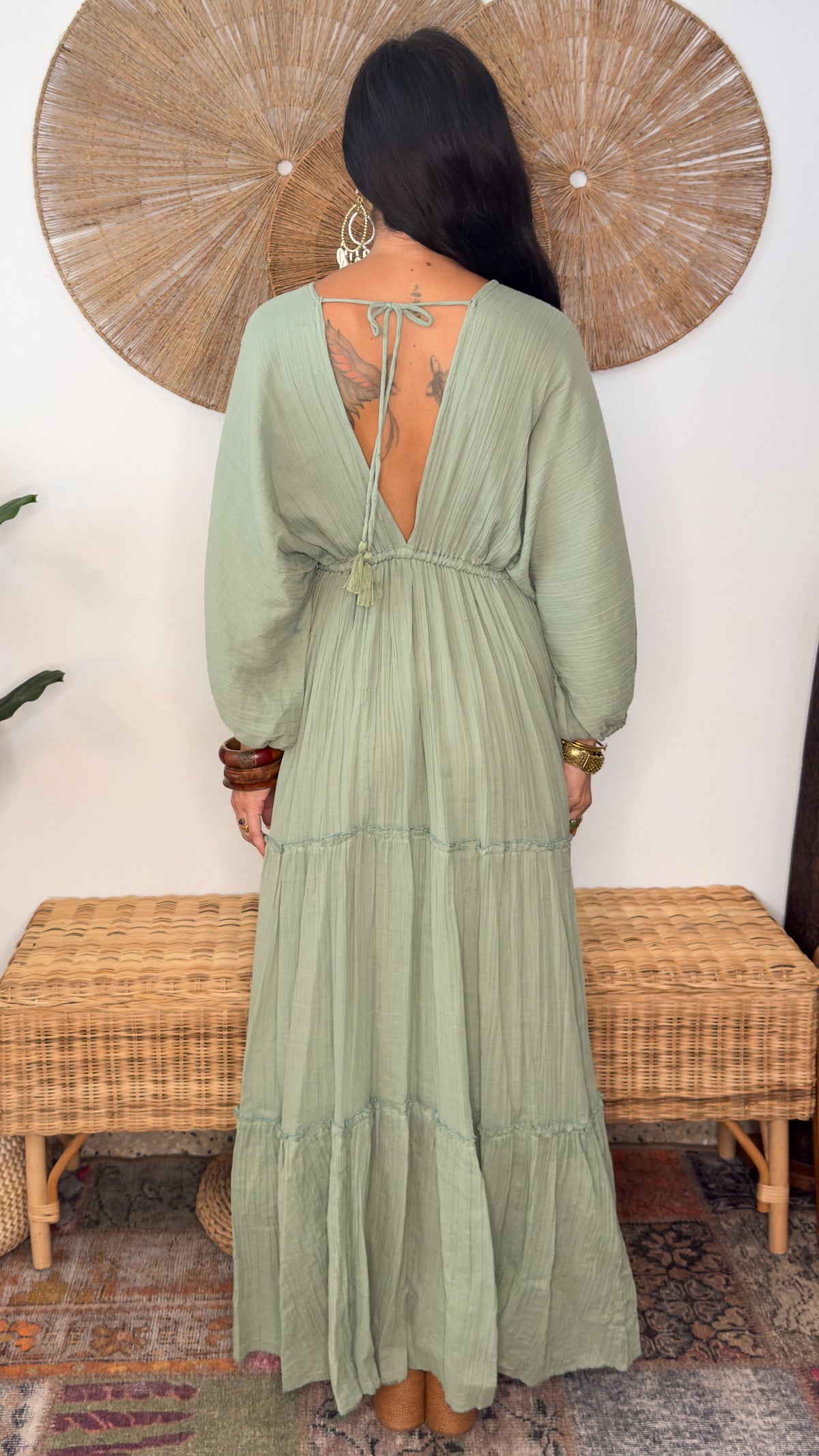 Nelly Cotton Dress- Sage