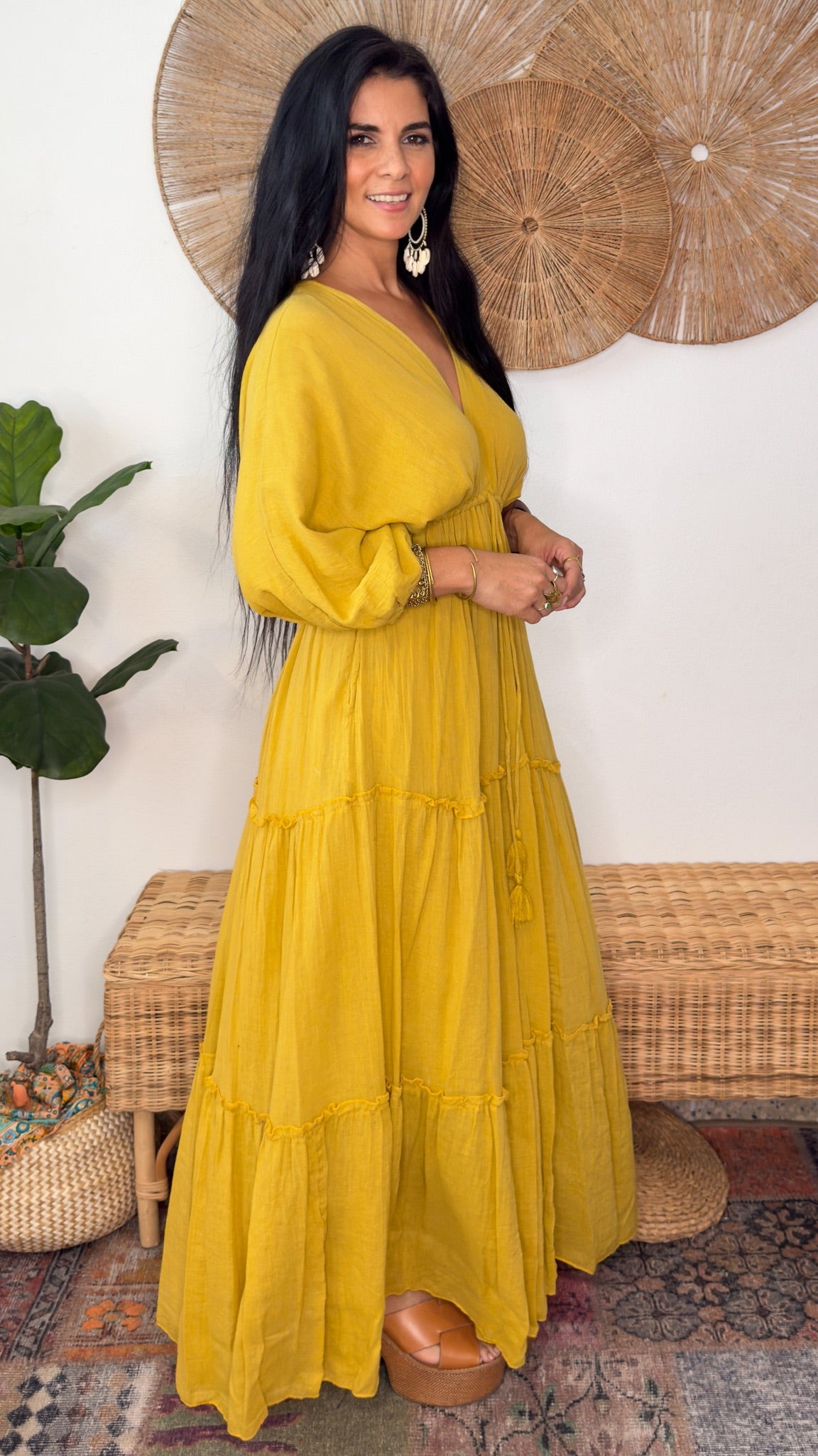 Nelly Cotton Dress- Mustard