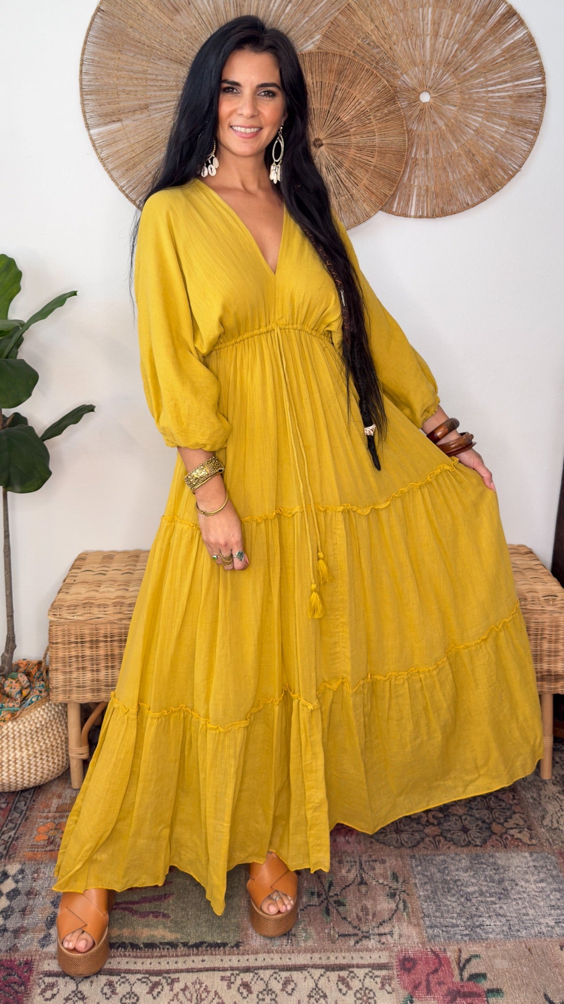 Nelly Cotton Dress- Mustard