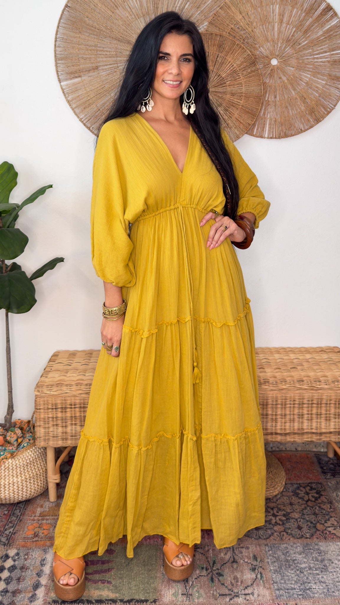 Nelly Cotton Dress- Mustard