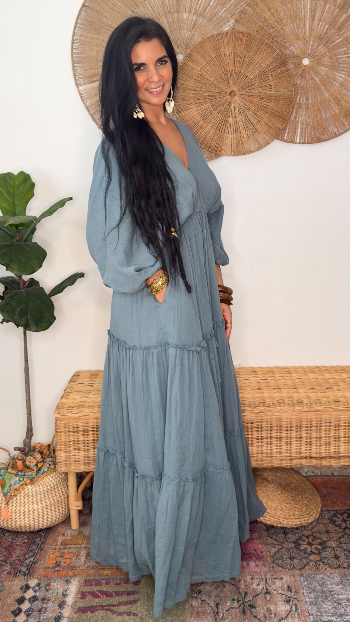 Nelly Cotton Dress- Teal