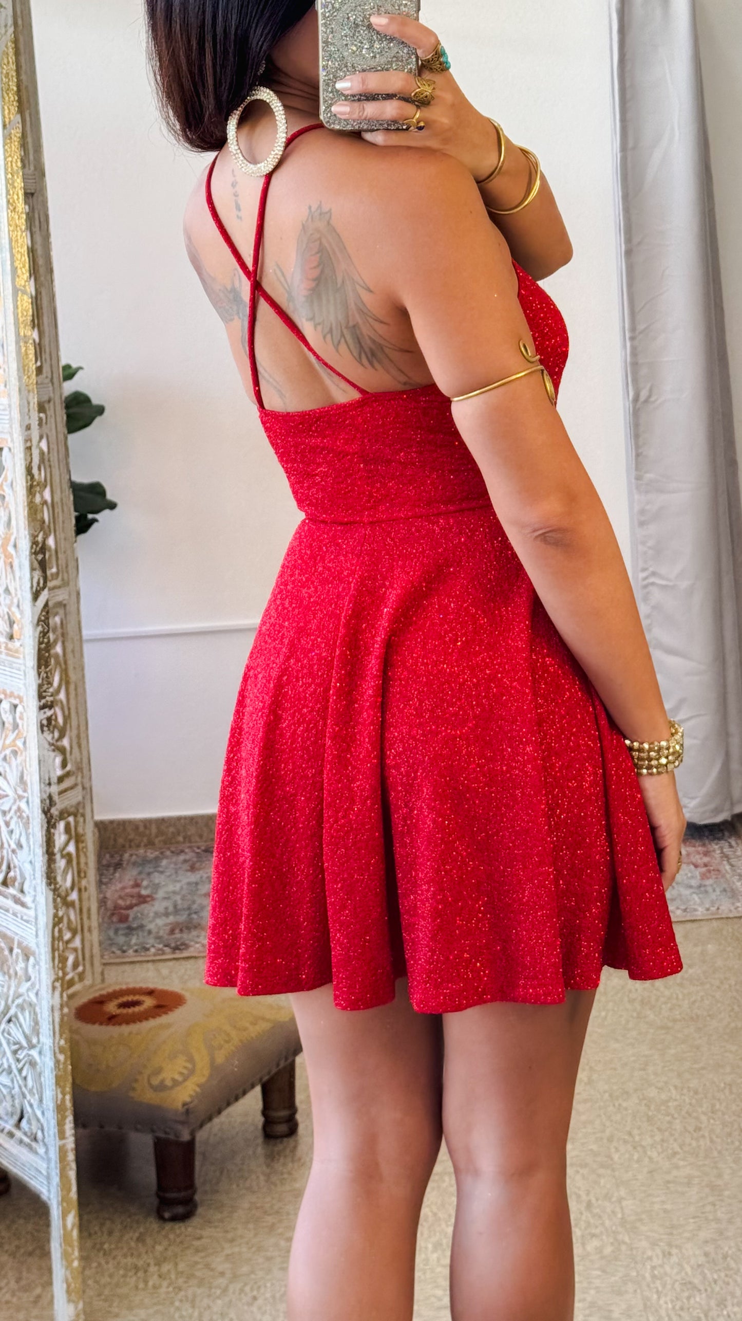 Aylen Short Dress- Red