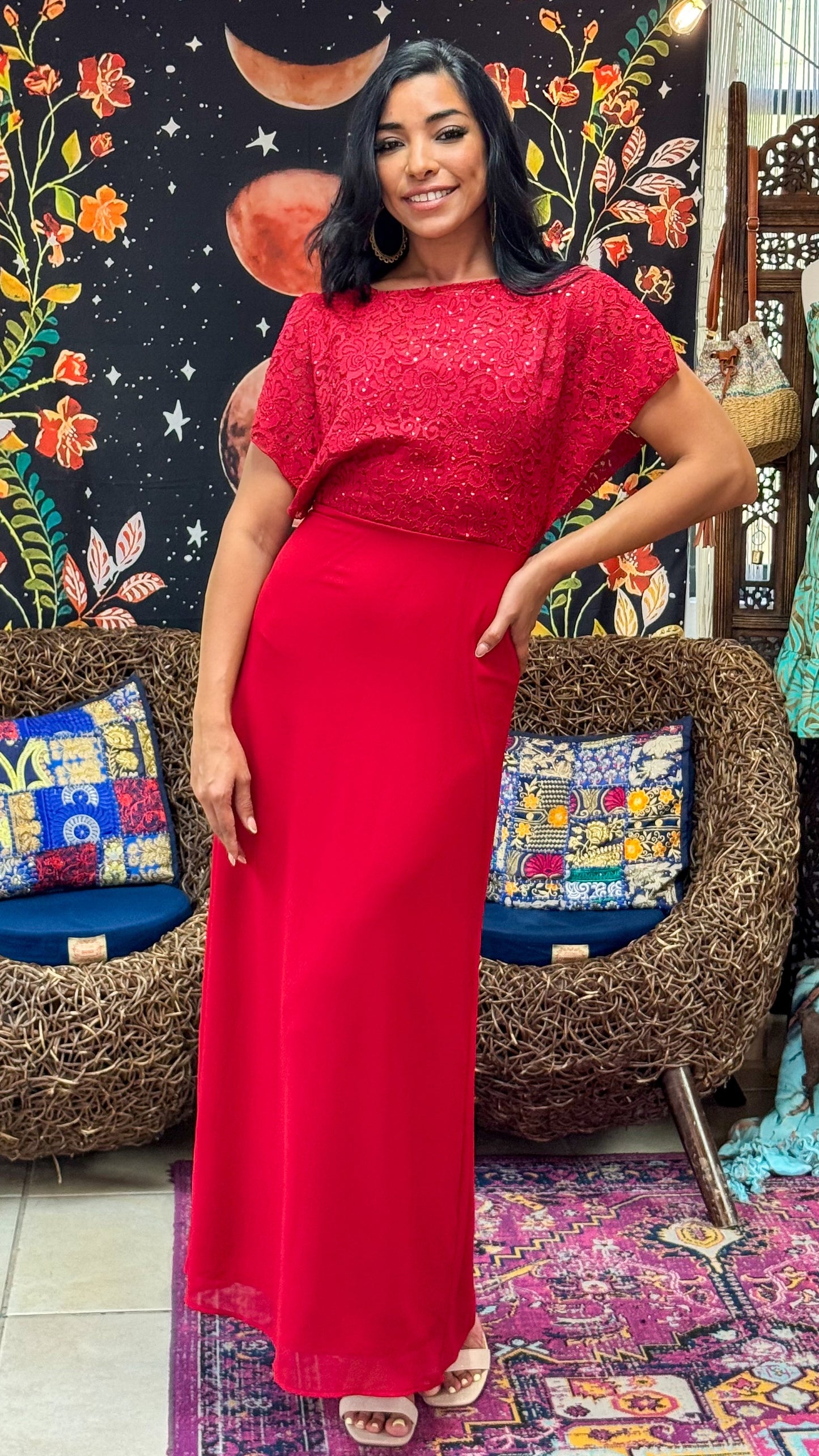 Vastya Maxi Dress- Red
