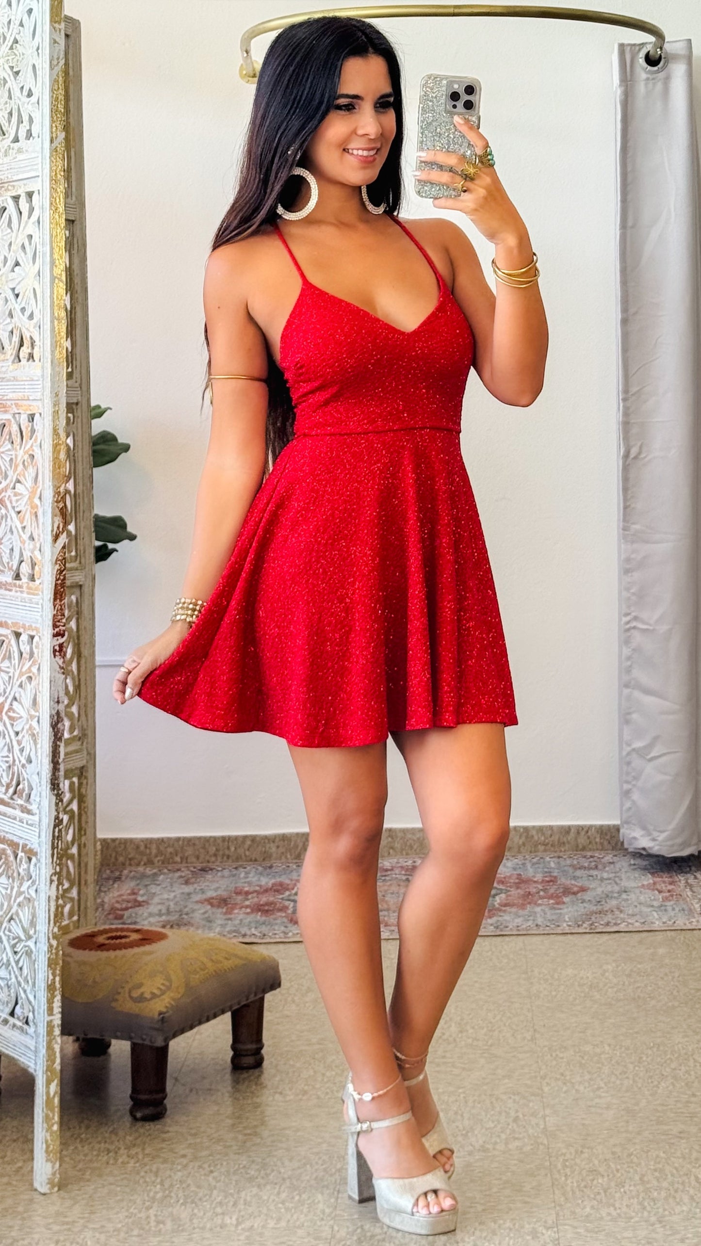 Aylen Short Dress- Red