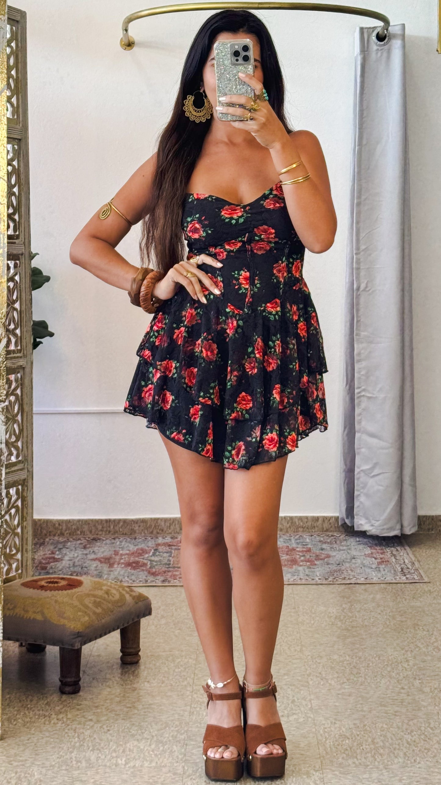 Rose Short Dress- Black