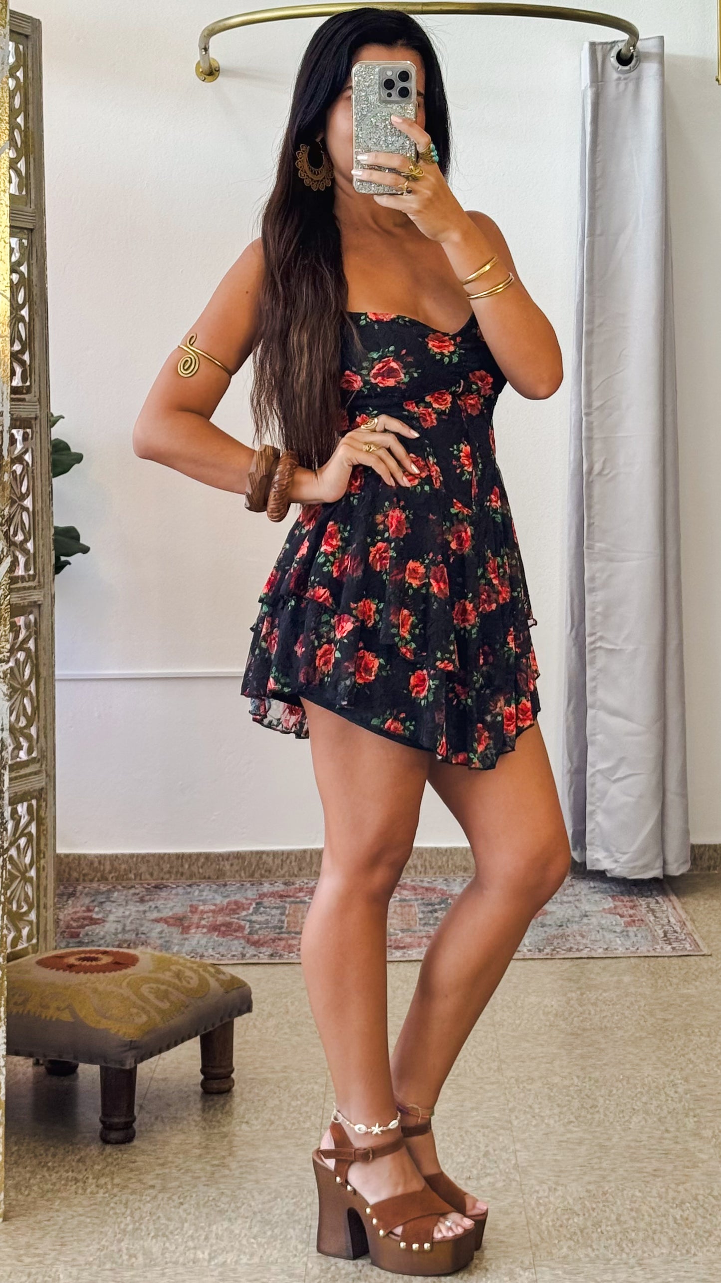 Rose Short Dress- Black