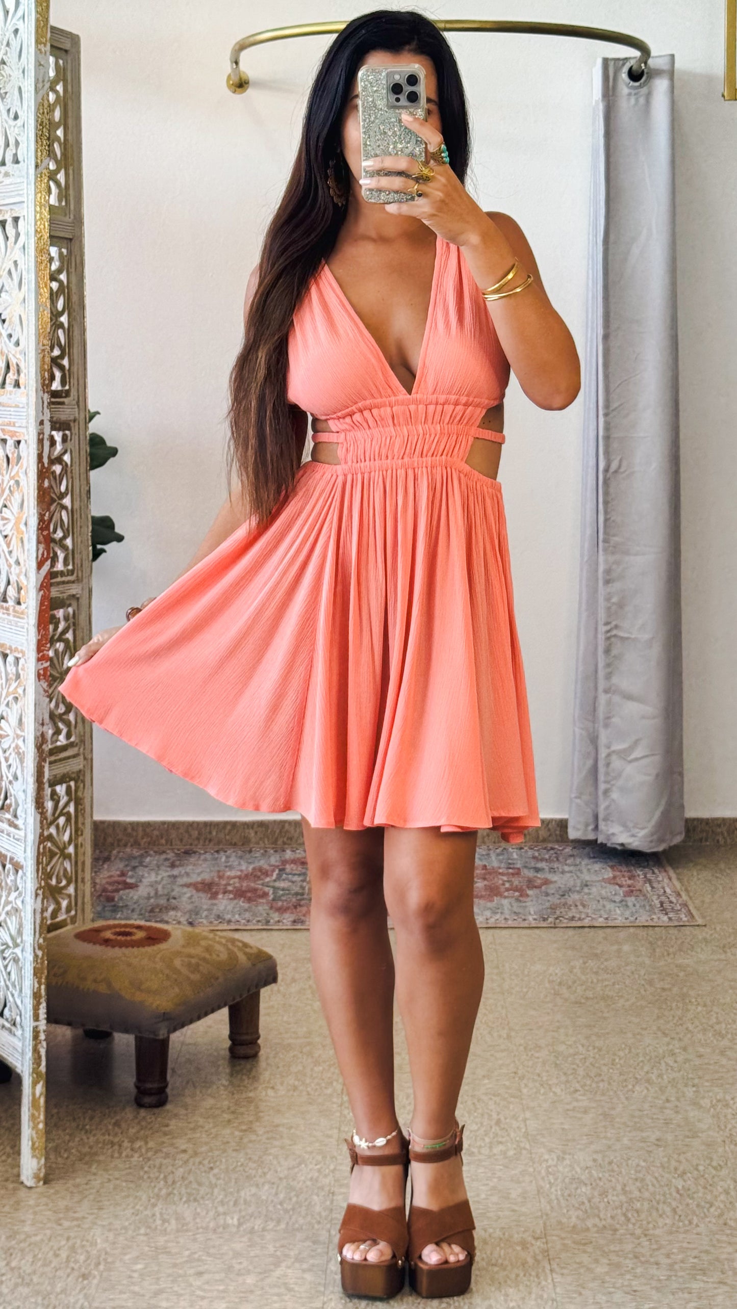 Atenea Short Dress- Coral