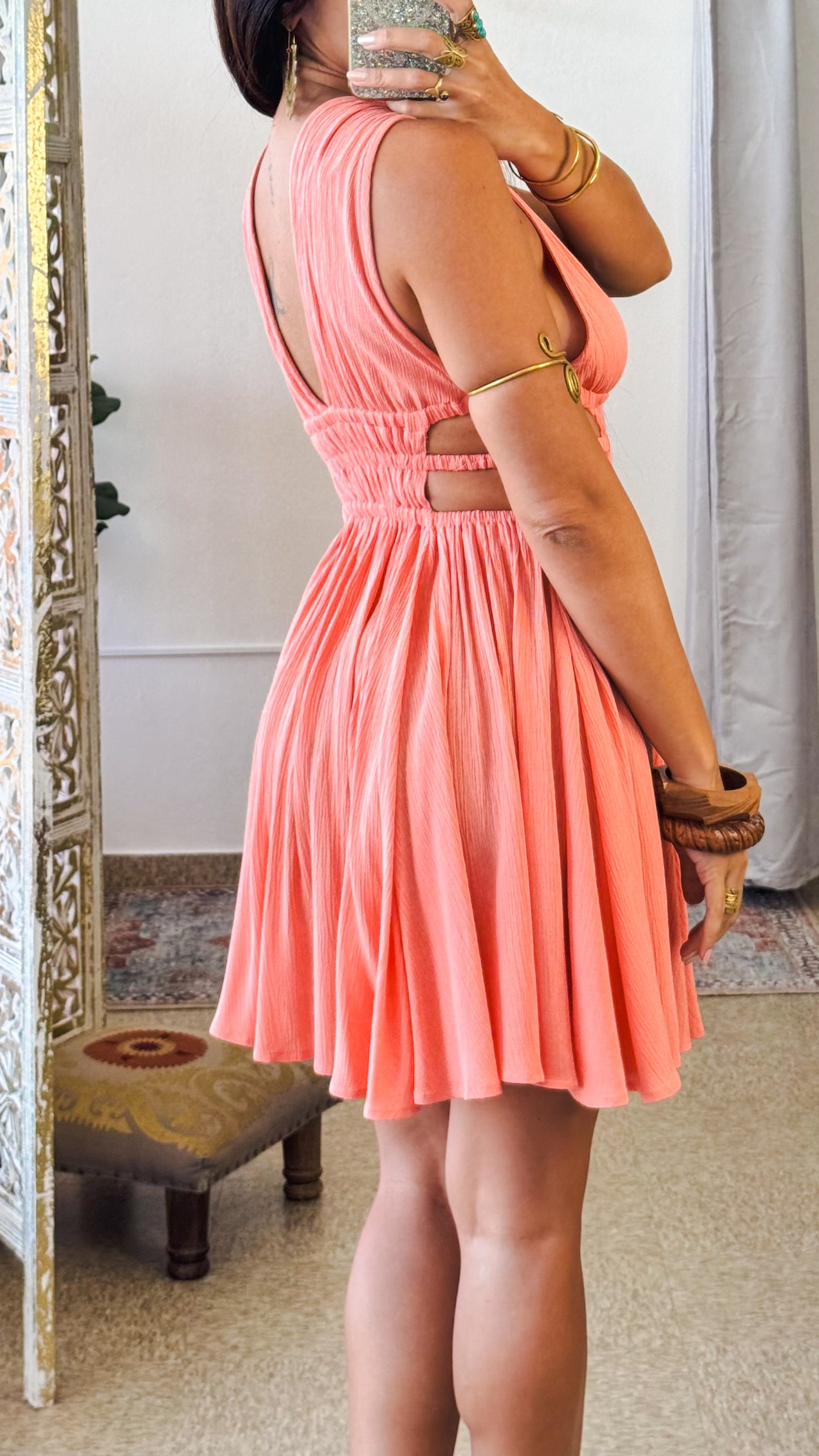 Atenea Short Dress- Coral