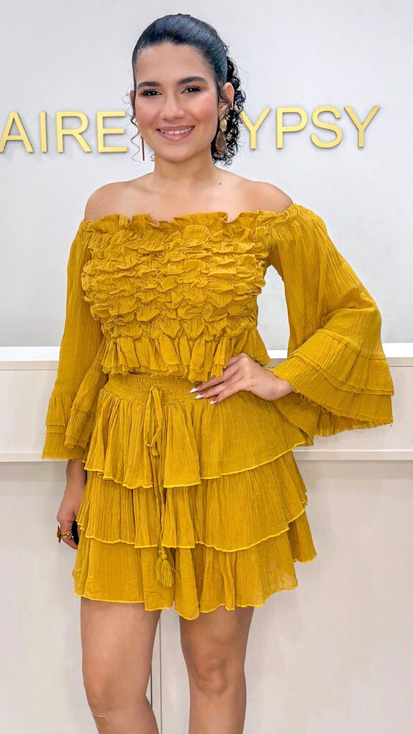 Caroline Top-Mustard