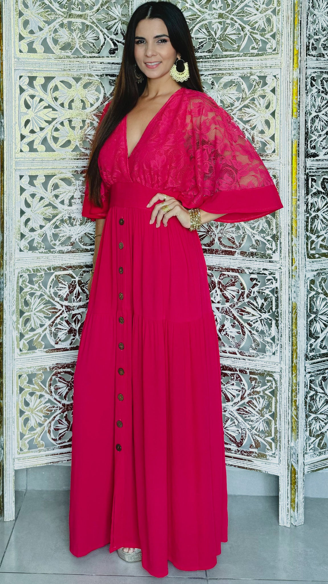 Astraea Maxi Dress- Fushia