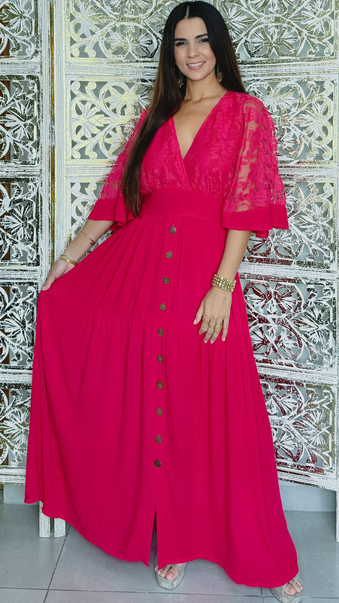 Astraea Maxi Dress- Fushia