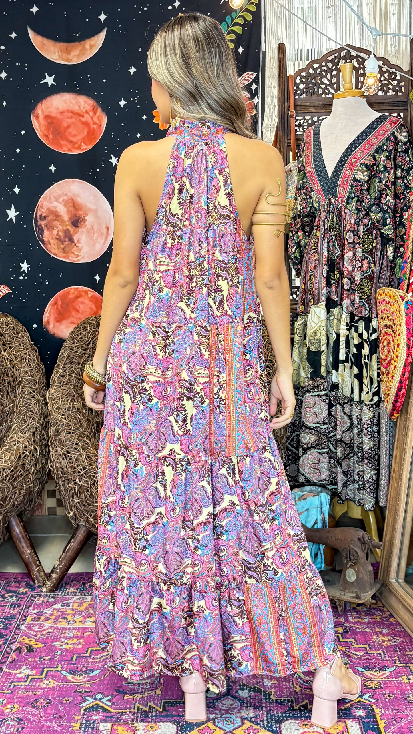 Ruffle Neck Maxi Dress