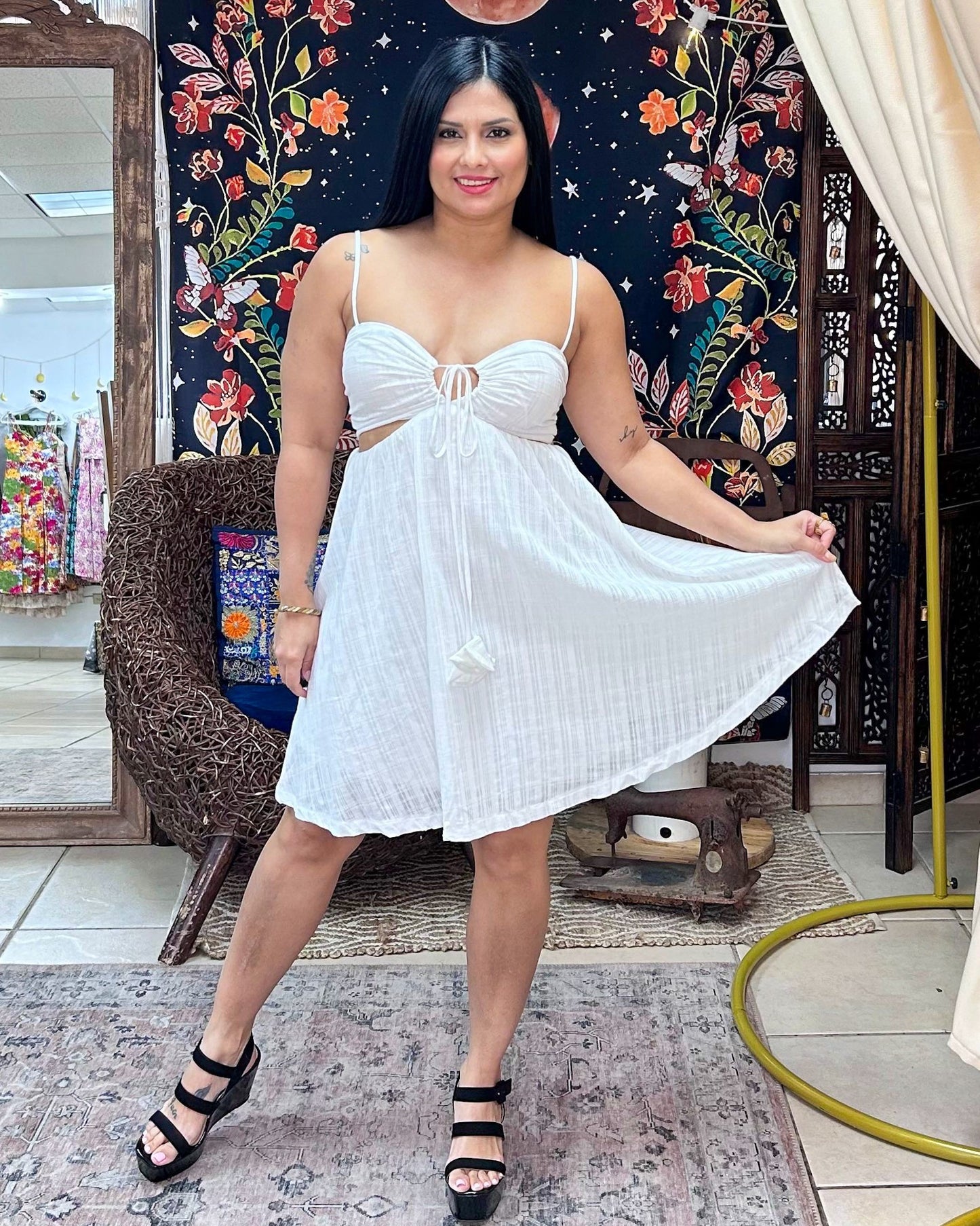 Elise Short Dress- White