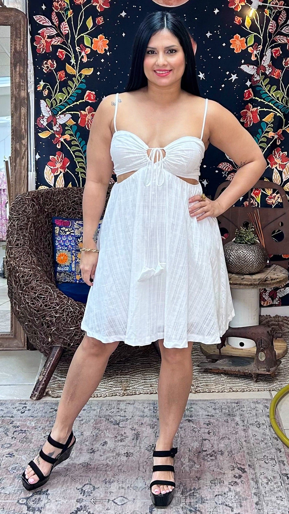 Elise Short Dress- White