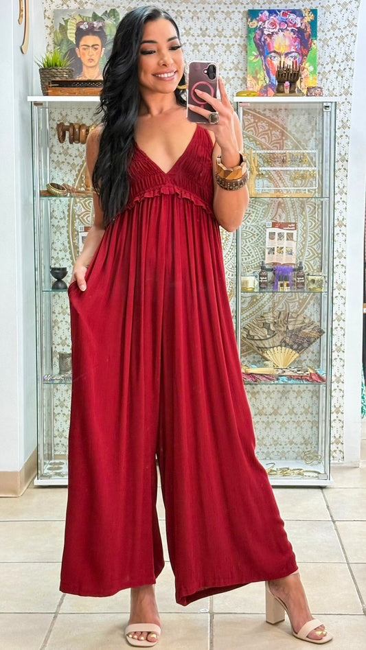 Sencia Jumpsuit- Burgundy