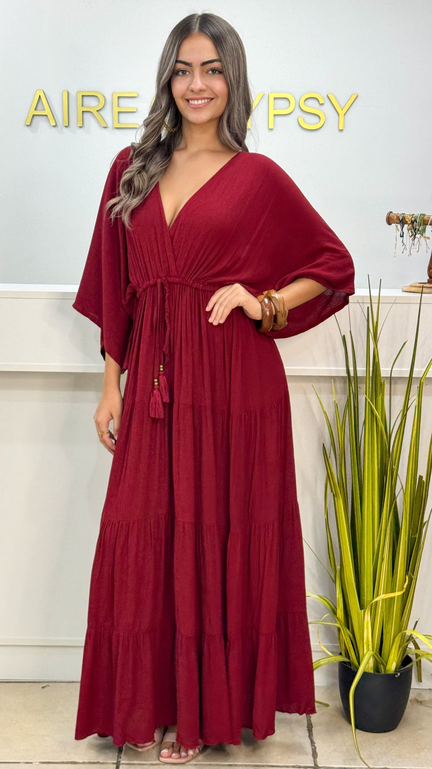 Nereida Dress- Burgundy