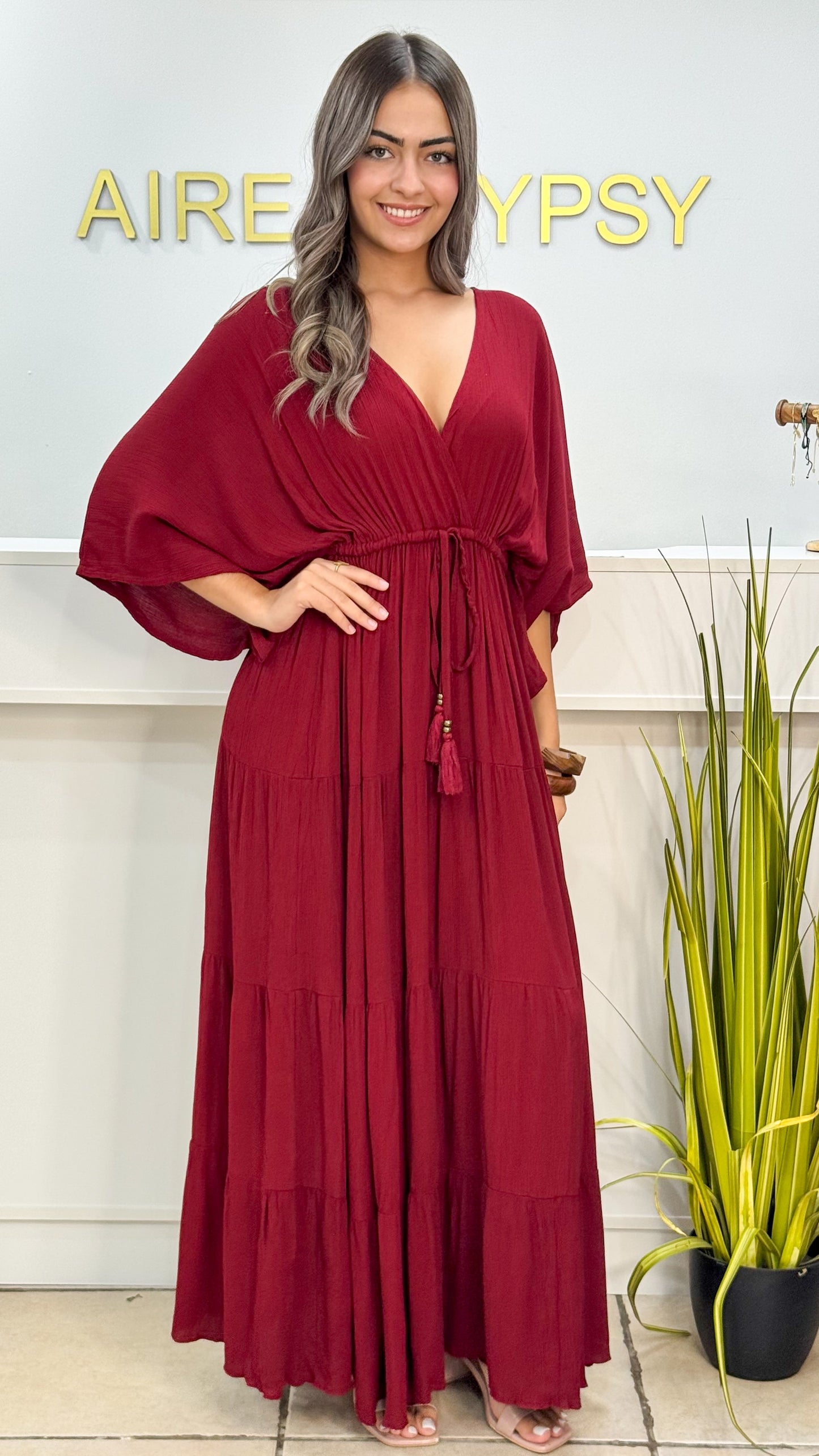 Nereida Dress- Burgundy
