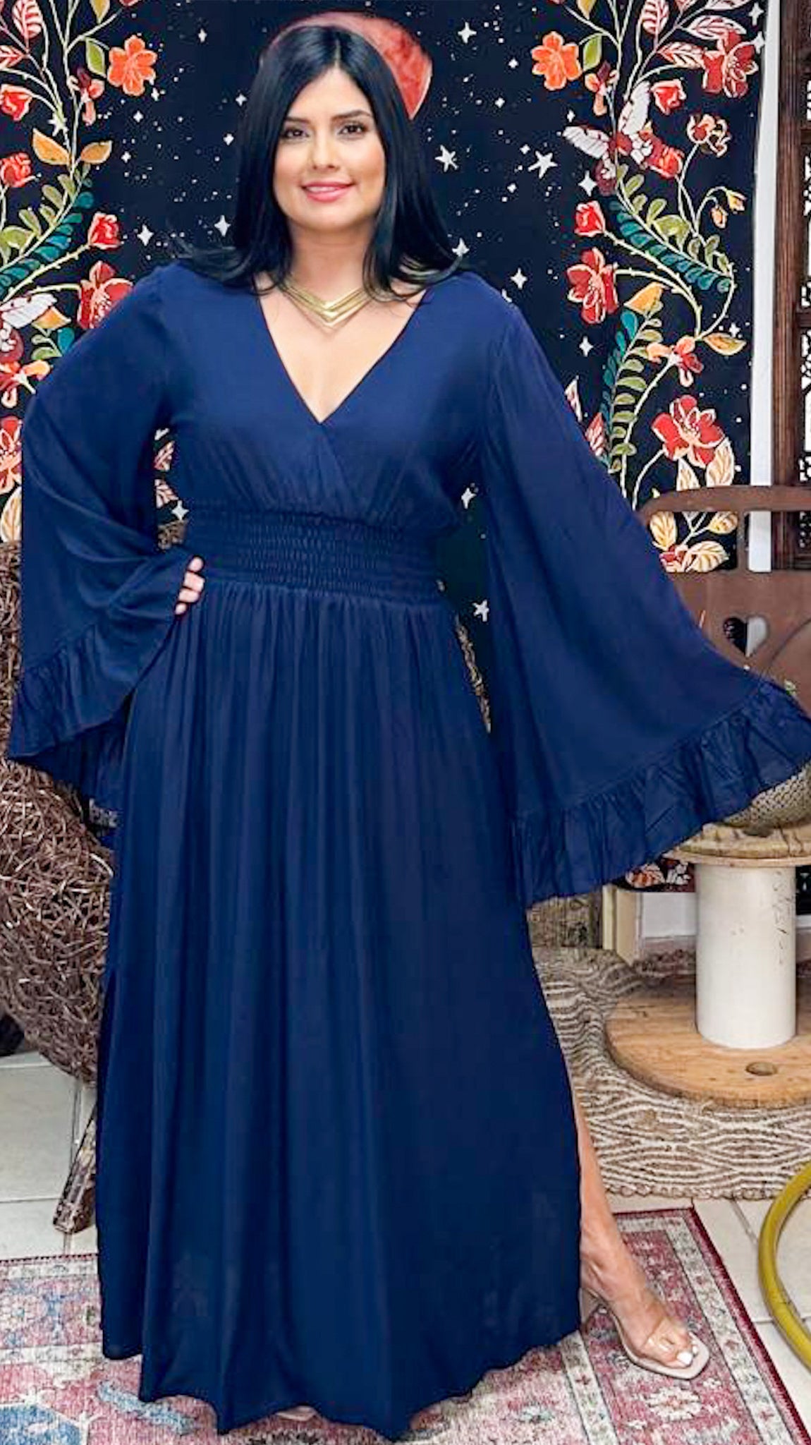 Nan Maxi Dress-Navy