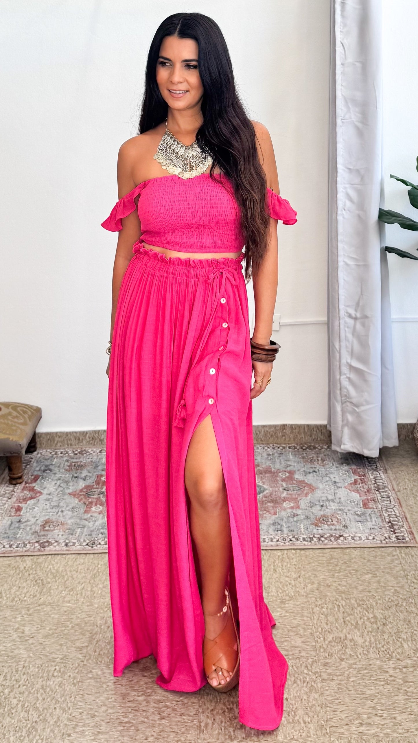 Kiaan Top & Skirt Set- Pink