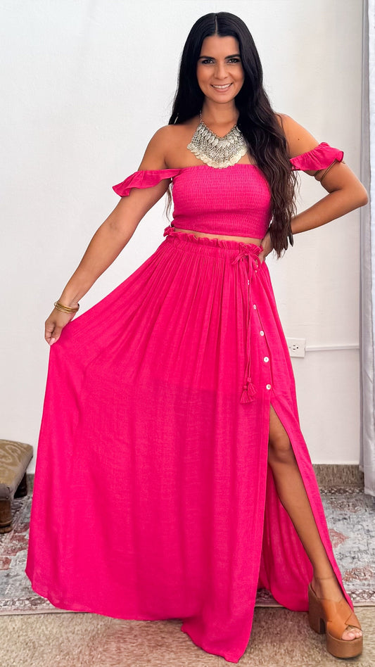 Kiaan Top & Skirt Set- Pink