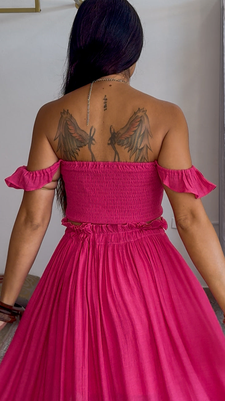 Kiaan Top & Skirt Set- Pink