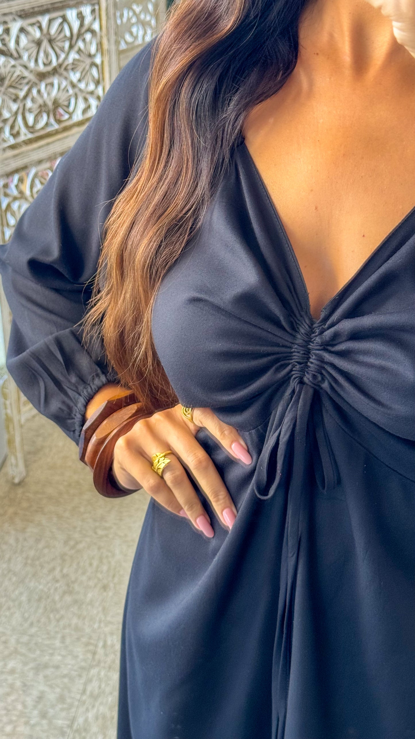 Ashanti Short Dress-Black