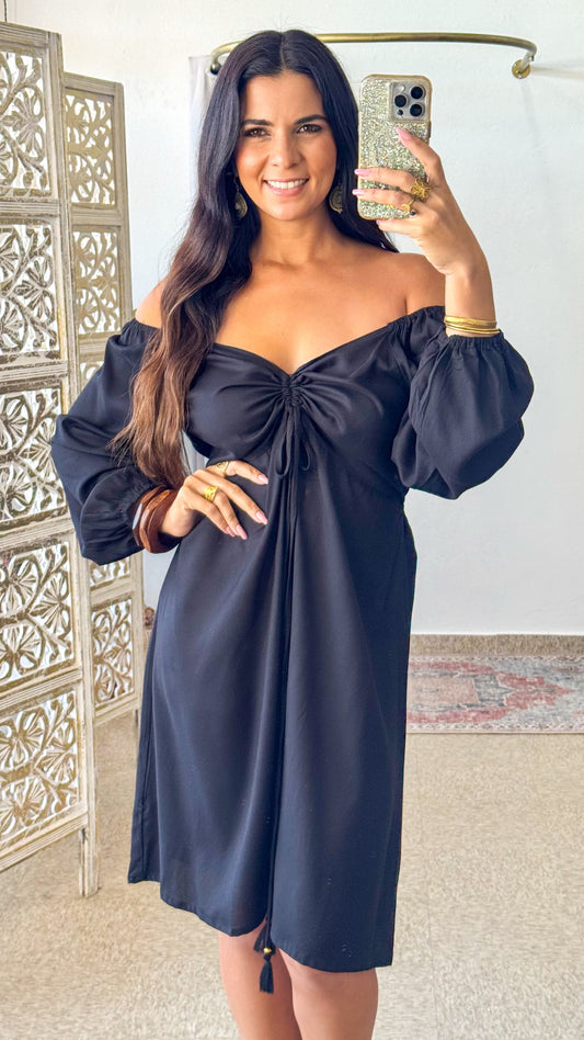 Ashanti Short Dress-Black