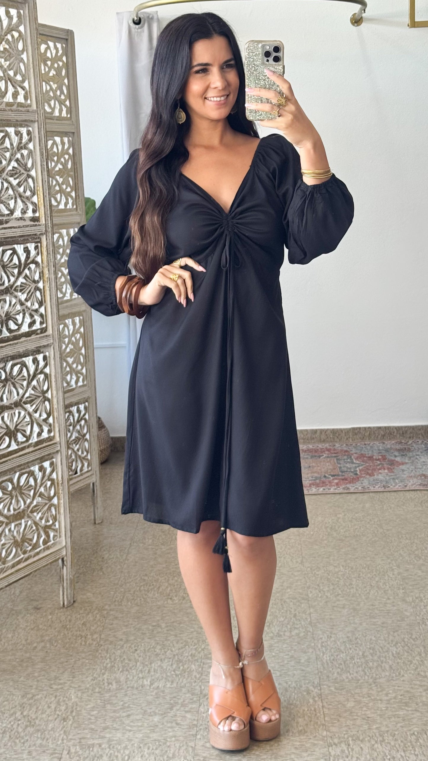 Ashanti Short Dress-Black