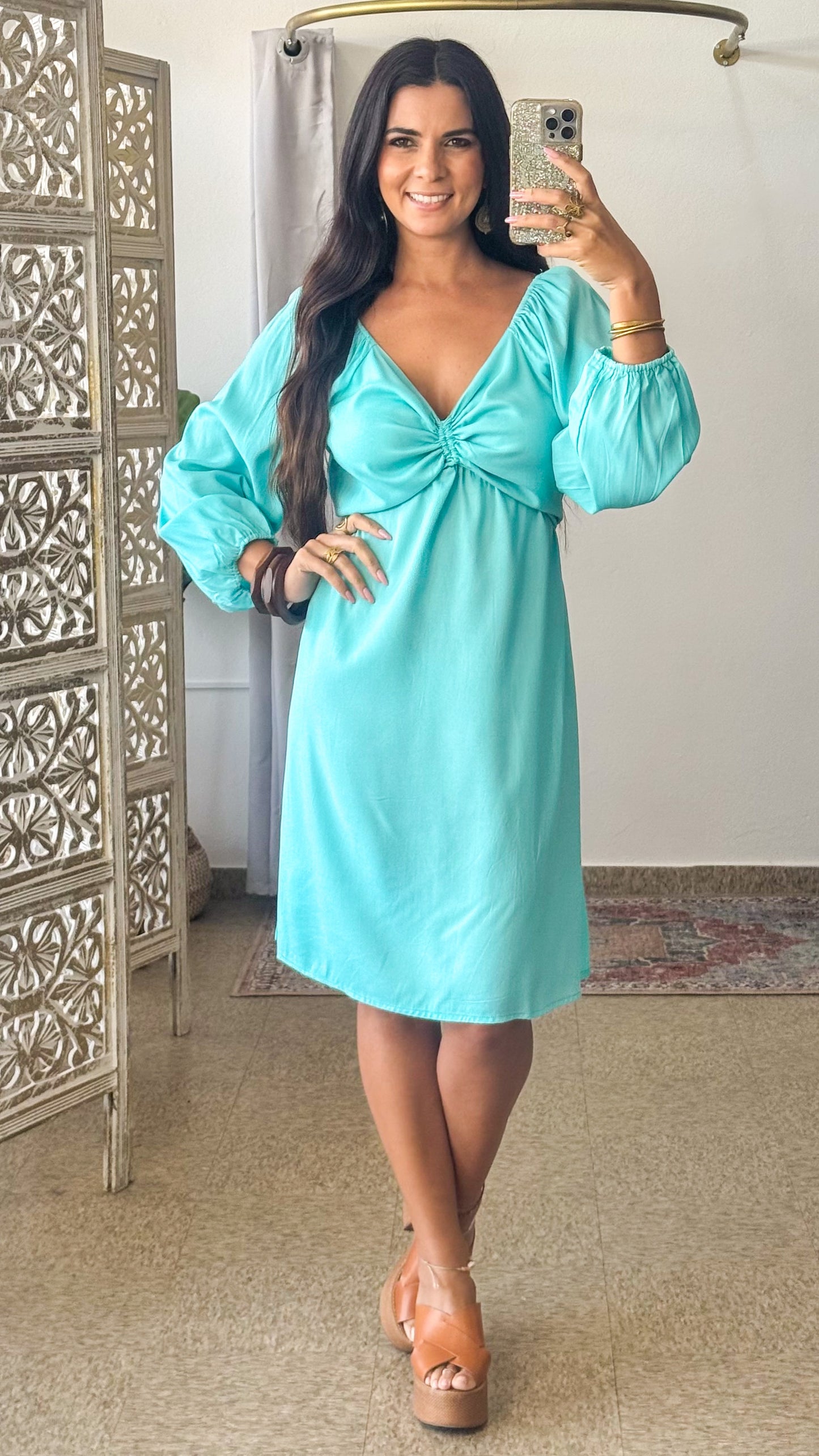 Ashanti Short Dress-Blue