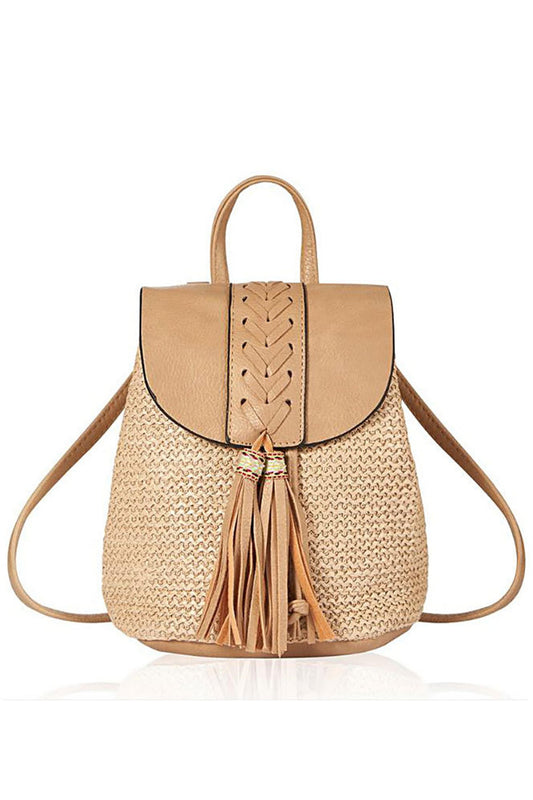 Tassel Straw Backpack