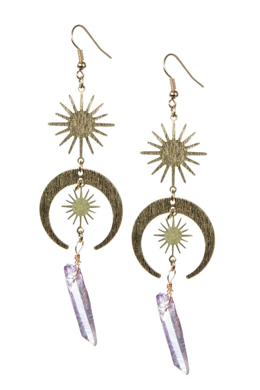 Sun Moon Quartz Earrings