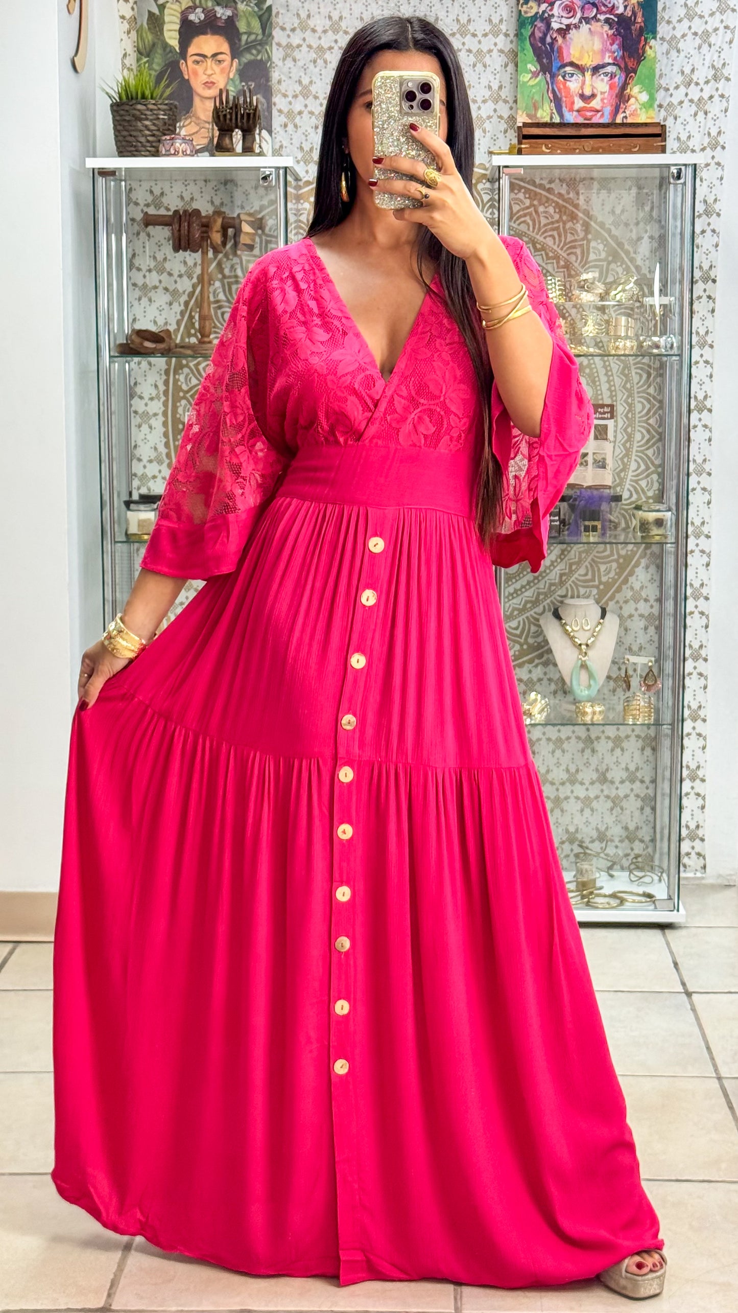 Astraea Maxi Dress- Fushia