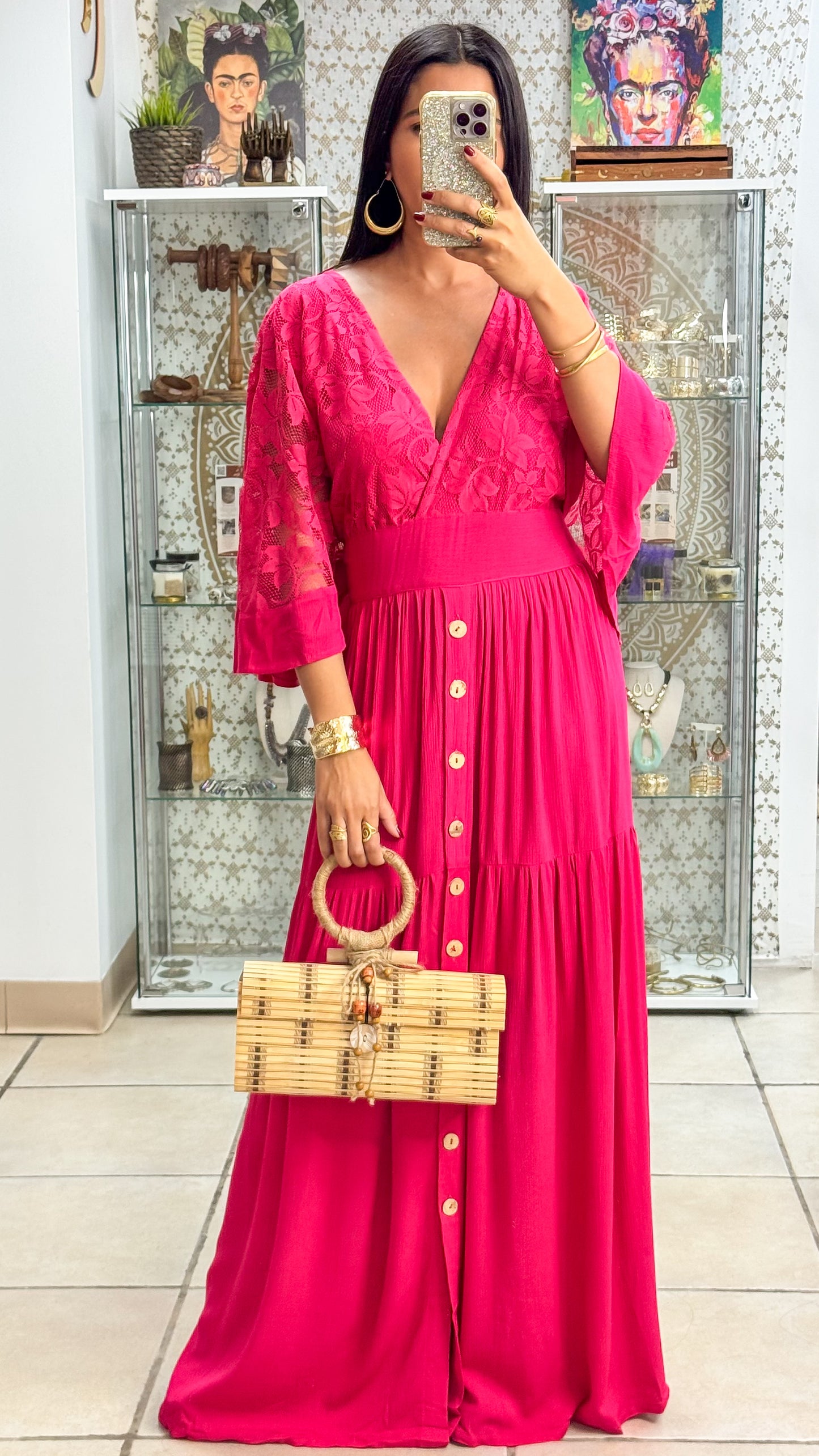 Astraea Maxi Dress- Fushia