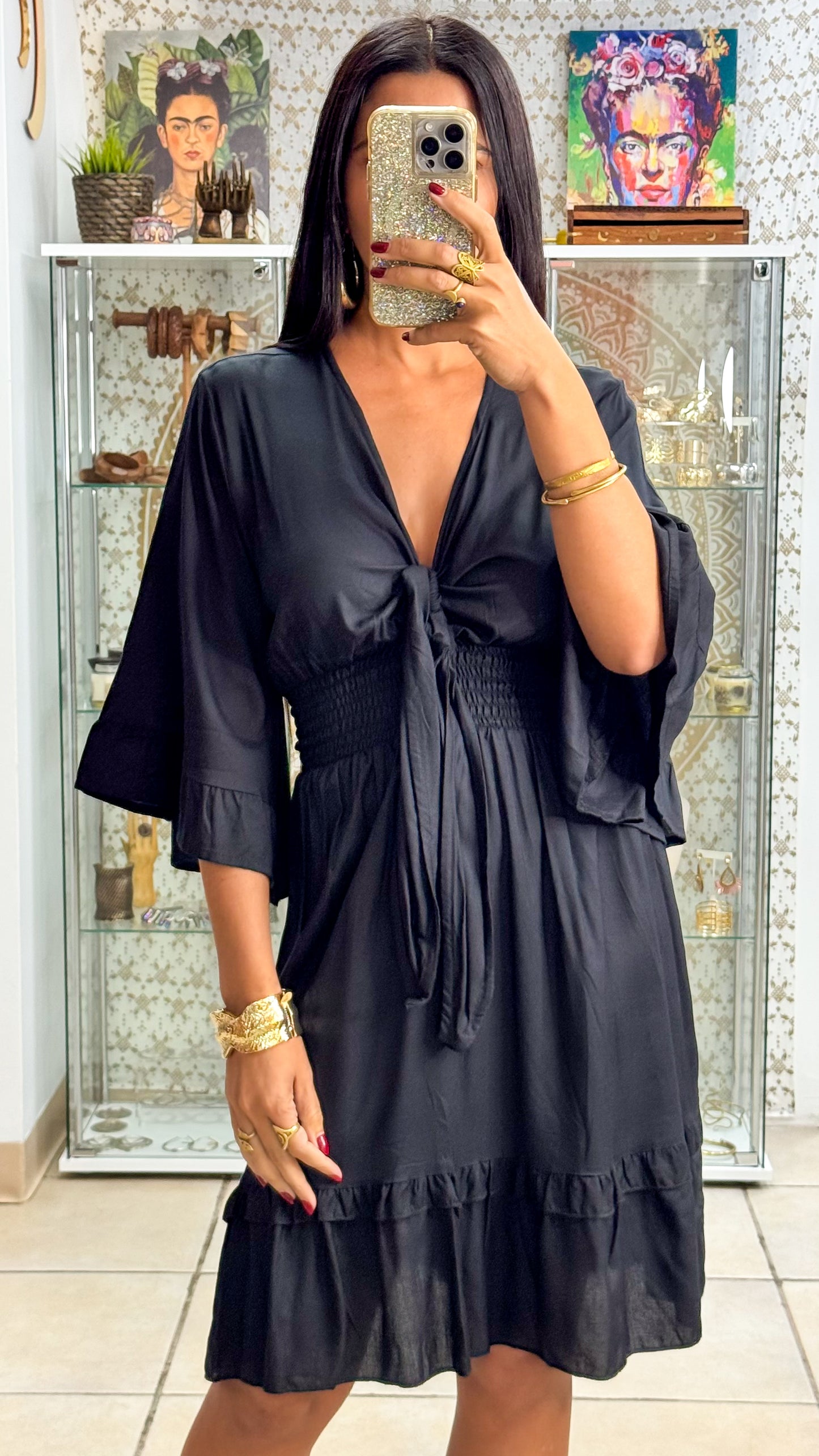 Nomad Short Dress-Black