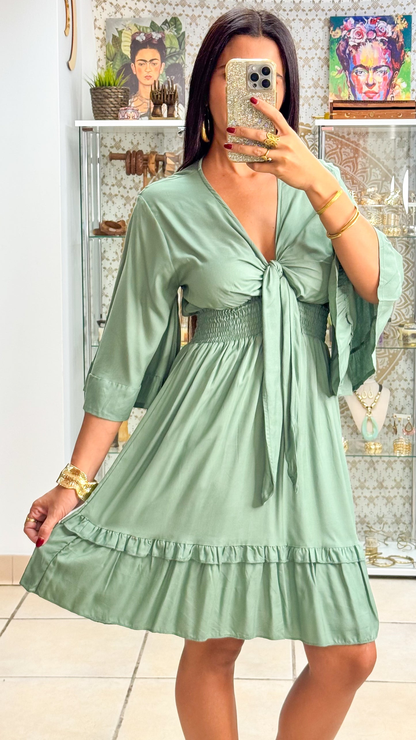 Nomad Short Dress- Green