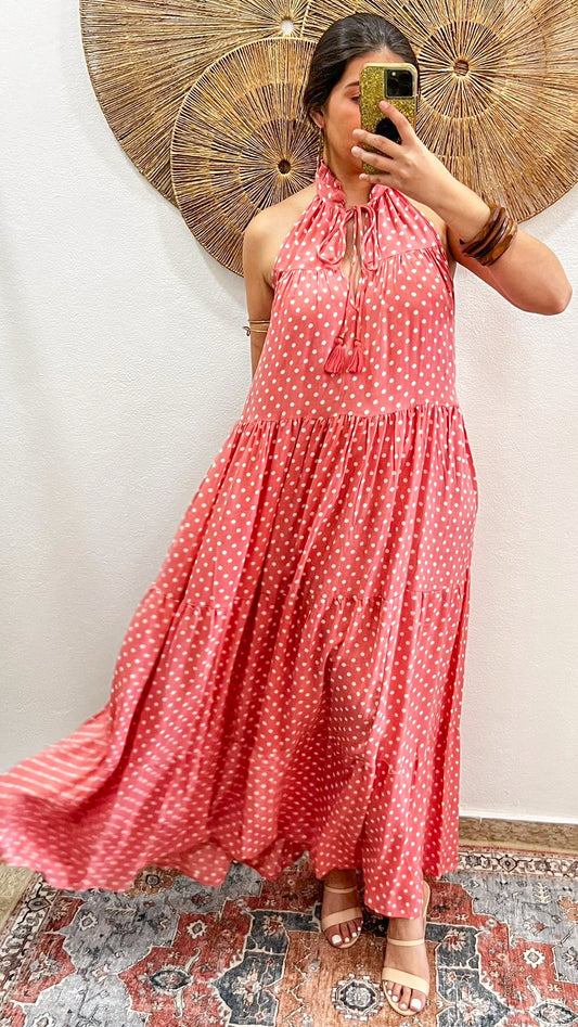 Ruffle Neck Maxi Dress