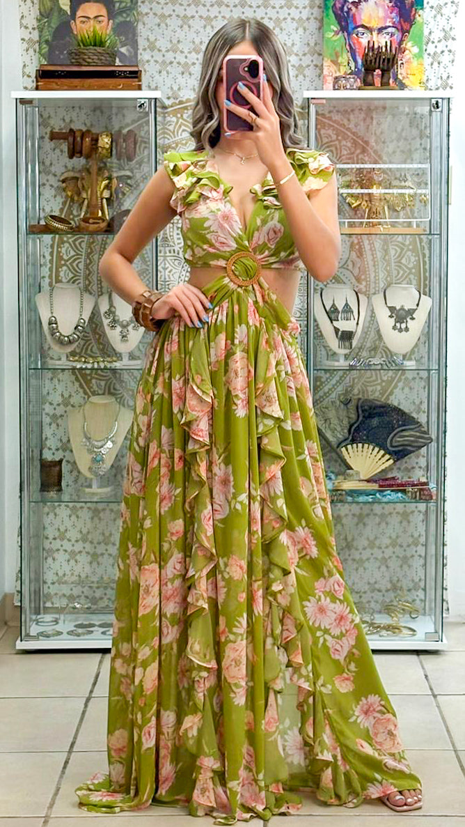 Falifa Maxi Dress-Green
