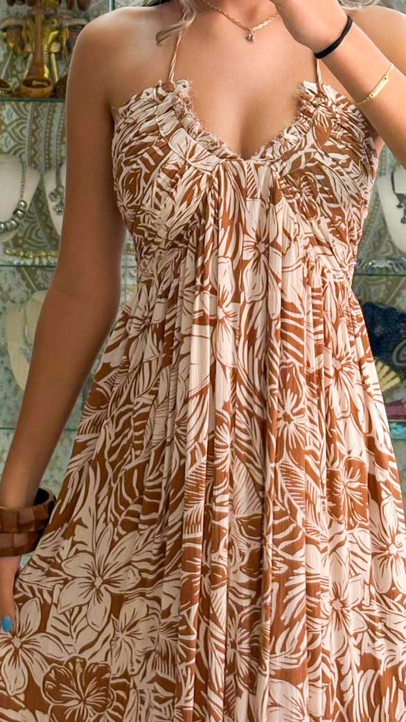 Geovanna Maxi Dress-Brown
