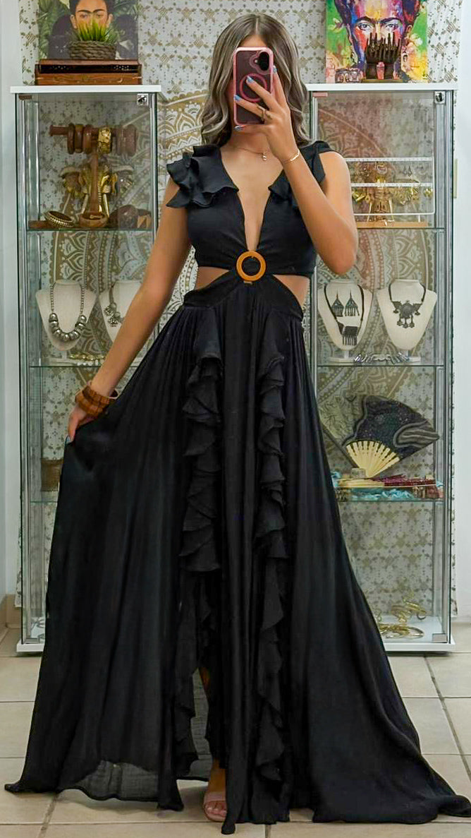 Falifa Maxi Dress-Black