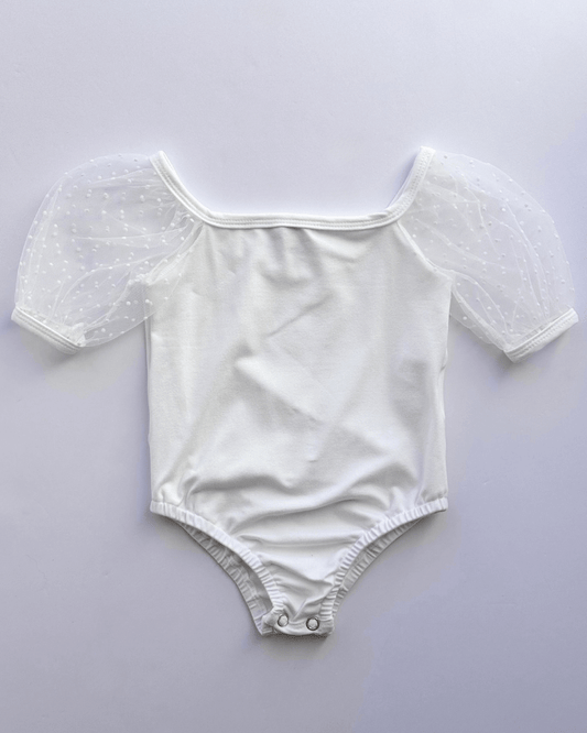 Maisie Puff Shoulder Leotard - White